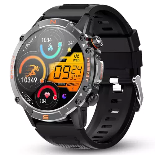 WalkerFit Smartwatch Herren mit Telefonfunktion und Herzfrequenzmessung