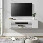 TV Board Hängend mit 4 Fächern für Wohnzimmer - Weiß Matt