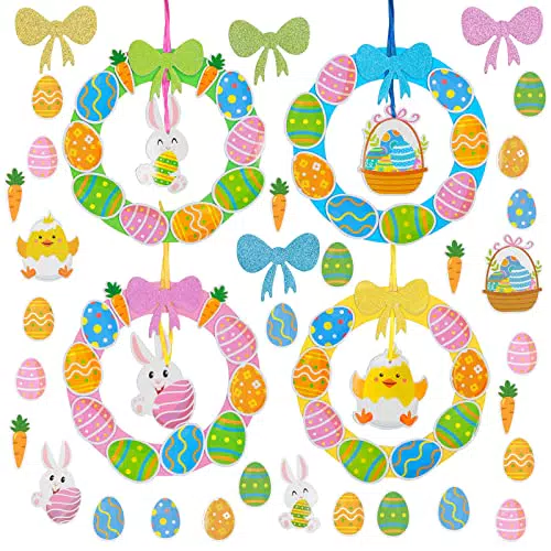 Bastelset Ostern für Kinder: Moosgummi DIY Osterdeko - Osterkranz, Osterhase, Osterküken, Ostereier - Kreativsets Kunsthandwerk Frühling