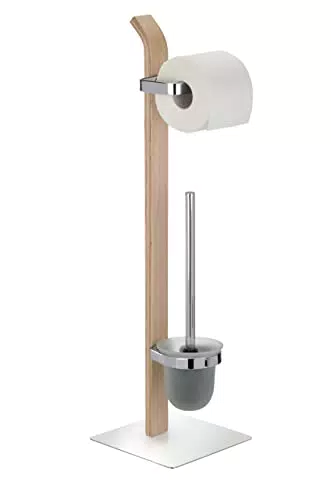 WENKO WC-Garnitur Samona Nature aus Holz mit Chrom-Akzenten