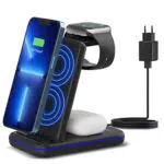 Induktive Ladestation für iPhone und Apple Watch mit Schnellladefunktion - Kompatibel mit AirPods Pro.