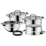 WMF Compact Cuisine Kochtopf Set Induktion, Cromargan Edelstahl, Glasdeckel, unbeschichtet