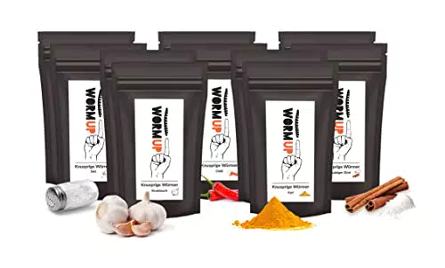 Knusprige Würmer Protein Snack mit Salz, Chili und Knoblauch - Essbare Insekten Snack