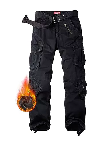 Herren Cargohose von Ycfish - Winter Warme Fleece Gefütterte Outdoorhose