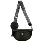 YISUOHOOM Bauchtasche Damen Crossbody Bag Umhängetasche Handtasche Gürteltasche Vegan Leder Schwarz