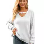 ZANZEA Damen Pullover Winter V-Ausschnitt Oversize Strickpullover - Stilvoller Damenpullover für Herbst und Winter