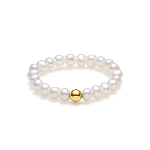 ZHOU LIU FU Damen-Ring mit Süßwasserperlen und 18 Karat Goldperlen