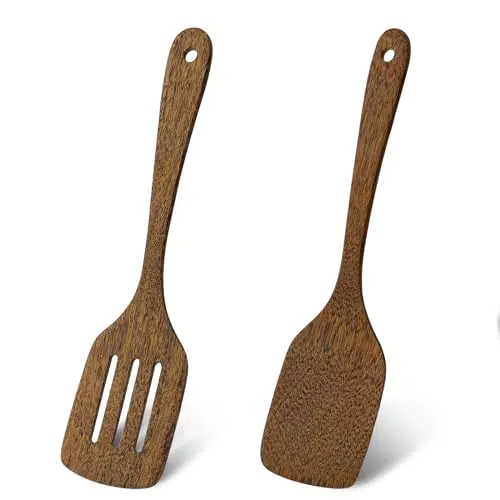 Holzspatel zum Kochen, Küchenutensilien, Schlitzwender - Antihaftbeschichtetes Kochgeschirr