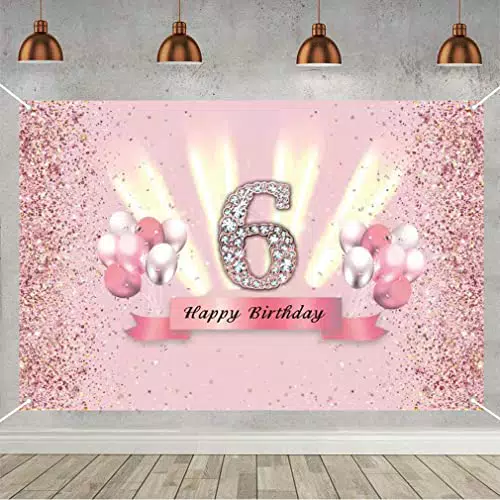 Banner zum 6. Geburtstag - Rosegold Party Dekoration für Mädchen