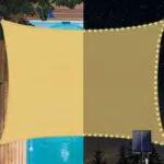 Sonnensegel mit LED-Solar-Lichterkette für Terrasse und Garten - 98% UV-Schutz