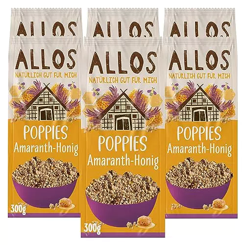 Allos Poppies Amaranth-Honig Bio Müsli - Knuspermüsli für ein glutenfreies Frühstück