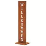 Willkommen-Standschild von AMARE - 20 x 15 x 72 cm, Rostfarben