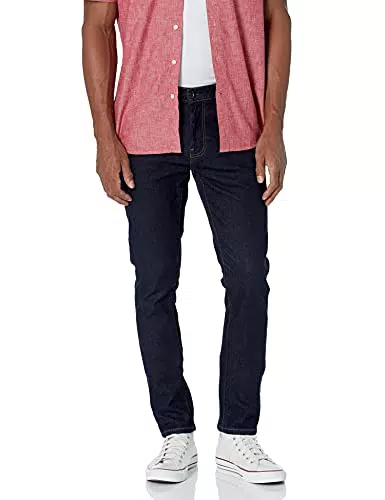 Amazon Essentials Herren Jeans, Skinny-Fit mit Stretch-Komfort, Dunkles Jeansblau.