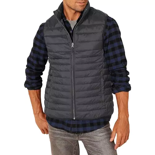 Amazon Essentials Herren Pufferweste - Schwarz, Leicht & Wasserbeständig