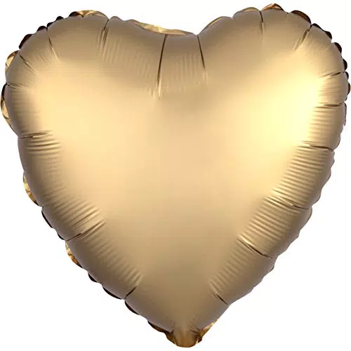 Amscan Herz Luftballon für Hochzeit - Gold Satin Luxe - Ø 43 cm