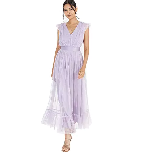 Anaya Damen Maxikleid mit V-Ausschnitt und Empire-Taille, ärmellos - Ideal für Hochzeitsgäste, Brautjungfern und Proms