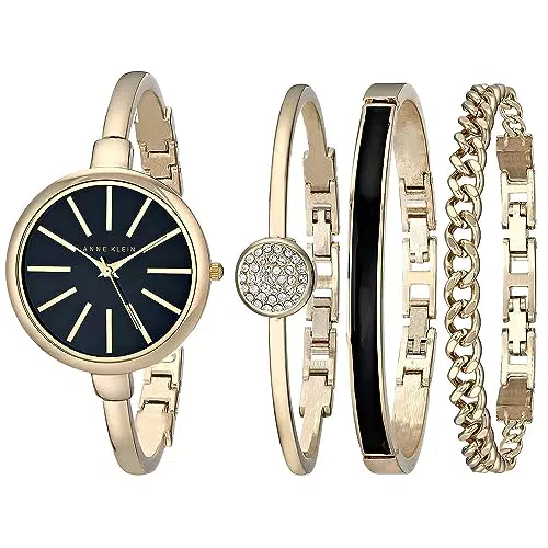 Armbanduhr von ANNE KLEIN aus goldfarbenem Edelstahl - Quarz (Modell: AK/1470)