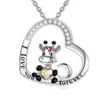 AOBOCO Herz Kette - Sterling Silber Halskette 'Ich Liebe Dich' für Frau Freundin Mama