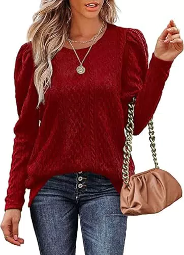 "Aokosor Damen Strickpullover mit Puffärmeln für den Winter"