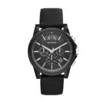 Armani Exchange Herrenuhr mit Chronographenwerk und schwarzem Edelstahlgehäuse