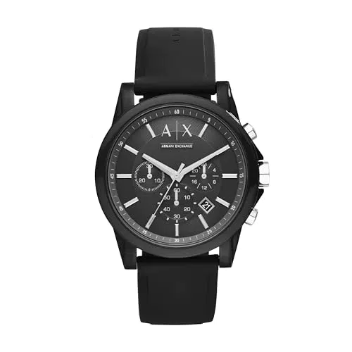 Armani Exchange Herrenuhr mit Chronographenwerk und schwarzem Edelstahlgehäuse