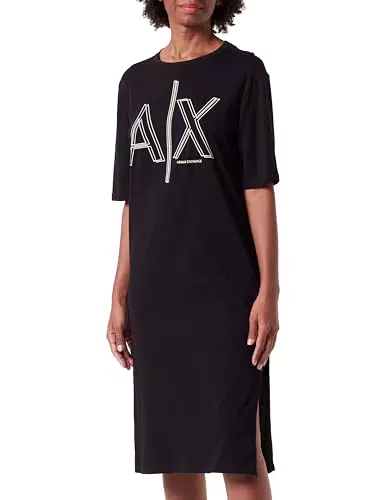 Armani Exchange Damenkleid mit großem Logo-Print und Rundhalsausschnitt.