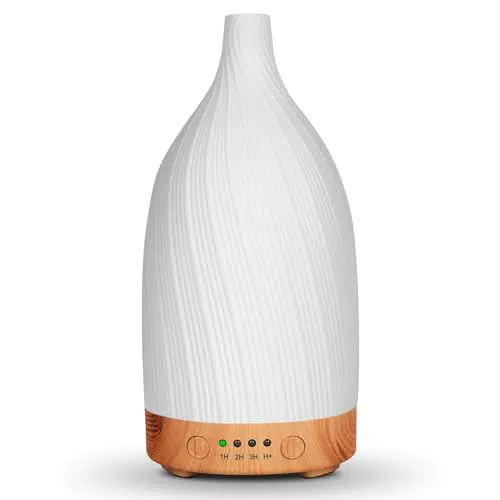 Aroma Diffusor mit Keramik Raumduft - Premium Luftbefeuchter - 15 Farblichter - Auto-Shut-Off