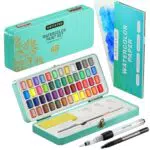 Artistro Aquarellfarben Set in Tragbarer Box - 48 Lebendige Farben, Metallic und Fluoreszenzfarben - Perfekt für Künstler und Hobbymaler