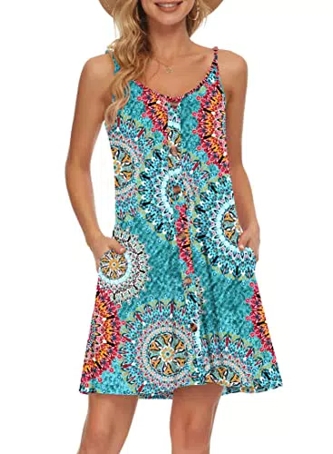 Sommerkleid Damen mit Spaghettiträgern und V-Ausschnitt