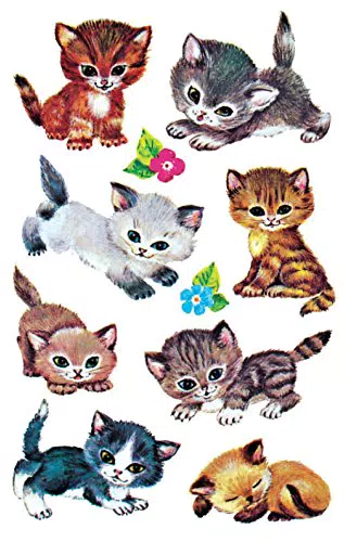 AVERY Zweckform Papier Sticker Katzen - Aufkleber für Kindergeburtstag und Partyspiele