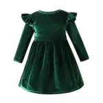Prinzessin Baby Samtkleid für Kleinkinder Mädchen - Vintage A-Linie Langarm Abendkleid für Weihnachtsfeier und Hochzeit
