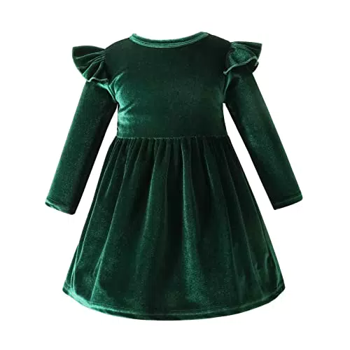 Prinzessin Baby Samtkleid für Kleinkinder Mädchen - Vintage A-Linie Langarm Abendkleid für Weihnachtsfeier und Hochzeit
