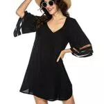 Strandkleid Damen Balancora Bikini Cover Up Sommer Bademode Schwarz