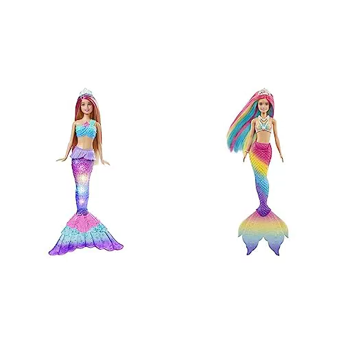 Barbie Malibu Zauberlicht Meerjungfrau Puppe & Dreamtopia Regenbogenzauber Meerjungfrauen-Puppe