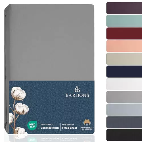 BARBONS Spannbettlaken 180x200cm aus 100% Baumwolle - Oeko-TEX Zertifiziert