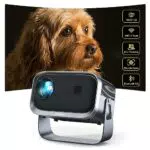 Beamer±360° Rotating Mini Beamer 1080P Full HD 12000L WiFi6 Bluetooth Projektor Jimveo Sky Beamer Unterstützt 4K Heimkino 300'' Display mit iOS/Android/TV Stick/USB