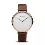 BERING Damen Uhr - Classic Collection mit Kalbsleder und Saphirglas - Wasserdicht bis 3 ATM