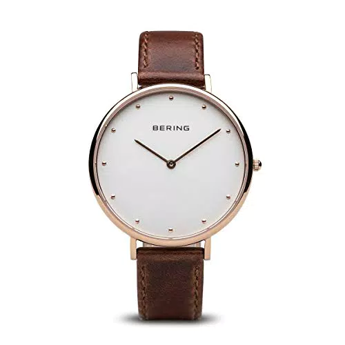 BERING Damen Uhr - Classic Collection mit Kalbsleder und Saphirglas - Wasserdicht bis 3 ATM