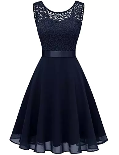 Spitzenkleid Damen für elegante Partys - Berylove Brautjungfer Knielang