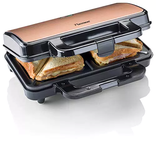 Bestron XL Sandwichmaker, Antihaftbeschichteter Sandwich-Toaster für 2 Sandwiches