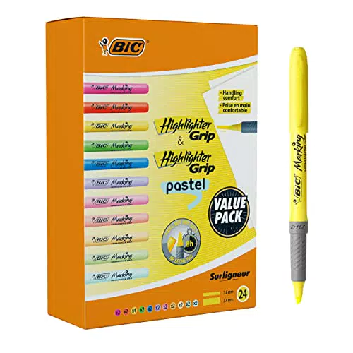 BIC Highlighter mit Keilspitze und Austrocknungsschutz