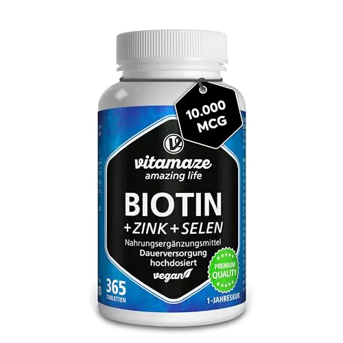 "Biotin hochdosiert für Haarwuchs, Haut & Nägel - 365 vegane Tabletten"