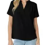 Elegante Blusen für Damen - Chiffon V-Ausschnitt, Kurzarm, Lässiges Basic