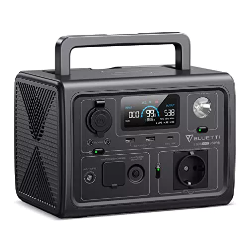 BLUETTI Tragbare Powerstation EB3A mit 268Wh LiFePO4 Batterie und 600W AC Ausgängen - Solargenerator für Reise und Camping.