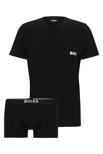 BOSS Herren TShirtRN+Trunk Gift Unterwäsche-Set aus Baumwoll-Jersey mit T-Shirt und Boxershorts - Geschenk-Set Schwarz XX