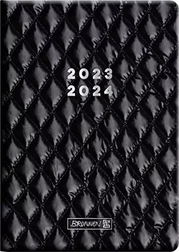 BRUNNEN Schülerkalender „Quilt“ 2023/2024 A5 - Wochenansicht - Schwarz