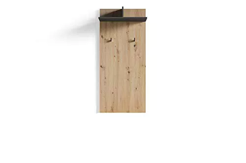 Wandpaneel Garderobe mit Hutablagen und Haken aus Eiche hell