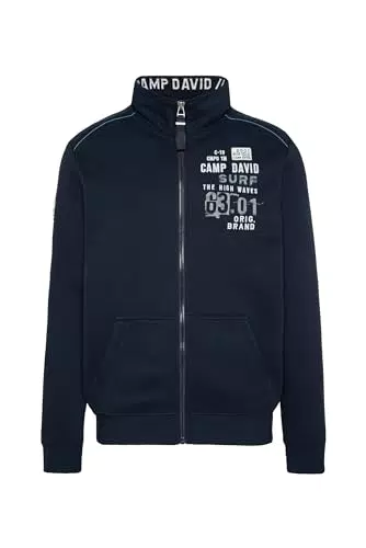 Camp David Herren Sweatjacke mit tonigen Tapes und Label Prints