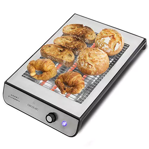 Cecotec Turbo Easy Toast Inox Flachtoaster - 6 Leistungsstufen, Krümelschublade, Edelstahl-Finish