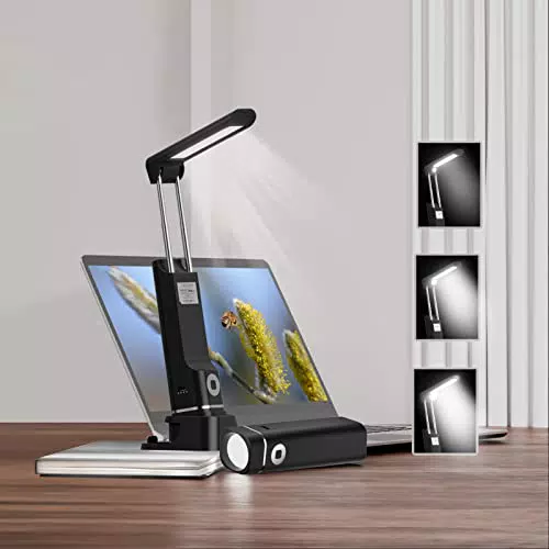 Schreibtischlampe LED von CILIENG - Zusammenklappbar, kabellos, 3 Helligkeitsstufen